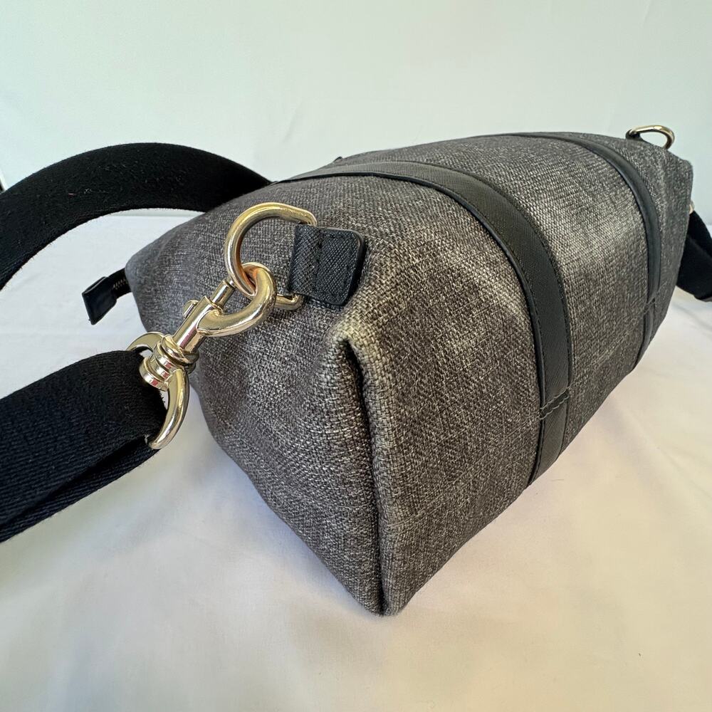 Henry Bendel Jetsetter Convertible Backpack Gray Canvas & Black Leather Trim - Picture 7 of 16